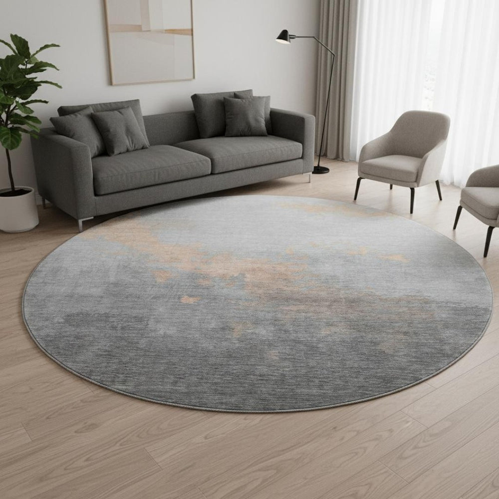 HomeRoots 8' X 10' Modern Peach & Gray Abstract Durable Area Rug - Washable, UV-Resistant, Non-Slip Design! 706725