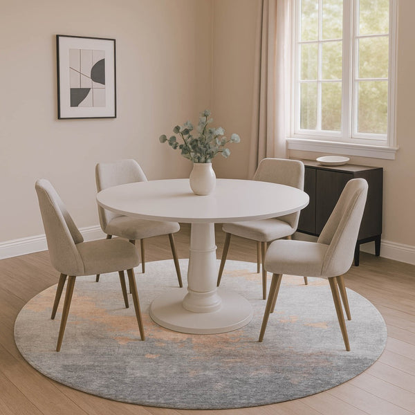 HomeRoots 8' X 10' Modern Peach & Gray Abstract Durable Area Rug - Washable, UV-Resistant, Non-Slip Design! 706725