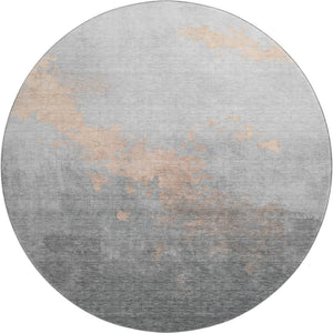 HomeRoots 8' X 10' Modern Peach & Gray Abstract Durable Area Rug - Washable, UV-Resistant, Non-Slip Design! 706725