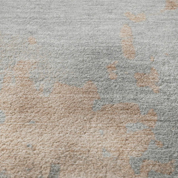 HomeRoots 8' X 10' Modern Peach & Gray Abstract Durable Area Rug - Washable, UV-Resistant, Non-Slip Design! 706725