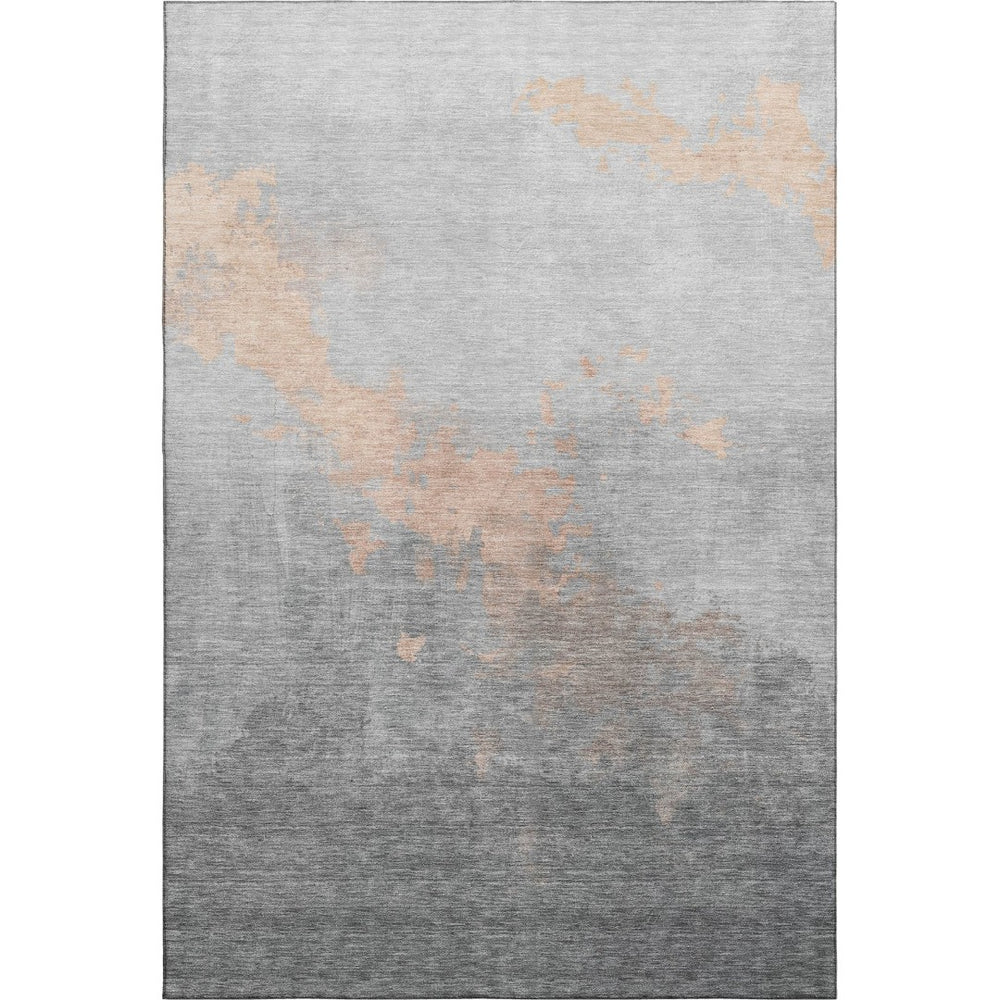 HomeRoots 9' X 12' Peach and Gray Abstract Area Rug - Modern Washable Design with UV Protection for Durability 706726