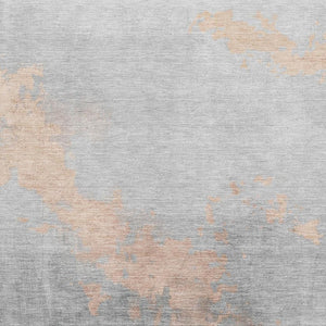 HomeRoots 9' X 12' Peach and Gray Abstract Area Rug - Modern Washable Design with UV Protection for Durability 706726