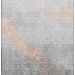 HomeRoots 9' X 12' Peach and Gray Abstract Area Rug - Modern Washable Design with UV Protection for Durability 706726