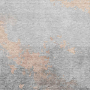 HomeRoots 10' X 14' Peach and Gray Abstract Area Rug - Washable, UV-Protected, Durable, and Stylish Design 706727