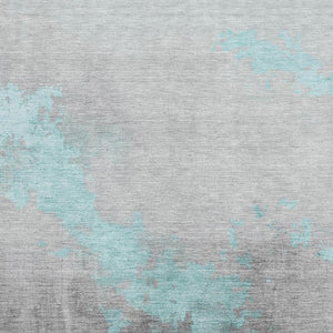 HomeRoots 10' Modern Teal and Gray Abstract Washable Area Rug with UV Protection – Perfect for Kids & Pets! 706733