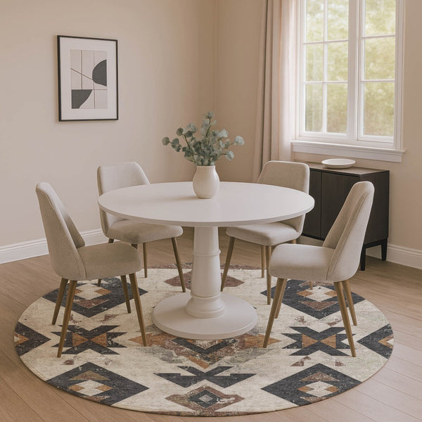 HomeRoots 8' X 10' Southwestern Beige and Charcoal Area Rug – Washable, Stain Resistant, UV Protected Design 706737