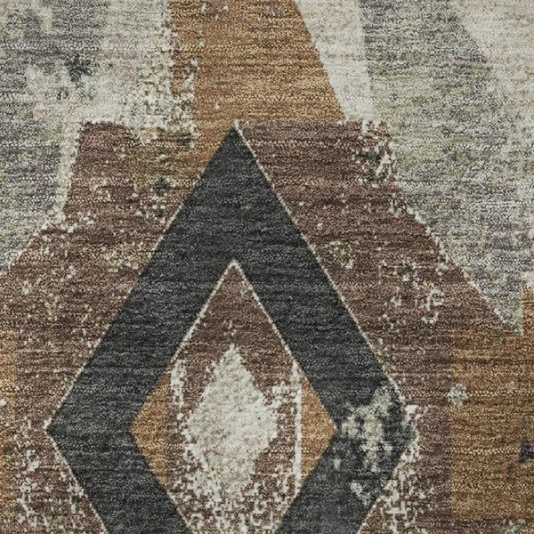 HomeRoots 8' X 10' Southwestern Beige and Charcoal Area Rug – Washable, Stain Resistant, UV Protected Design 706737