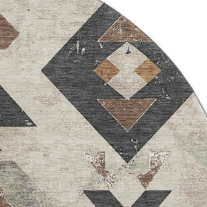 HomeRoots 8' X 10' Southwestern Beige and Charcoal Area Rug – Washable, Stain Resistant, UV Protected Design 706737
