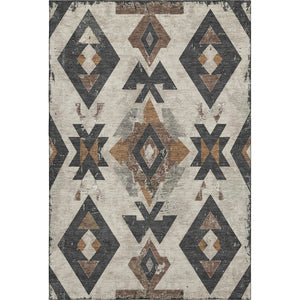 HomeRoots 9' X 12' Beige and Charcoal Southwestern Area Rug - Washable, UV Protected, Durable & Stylish Design 706738