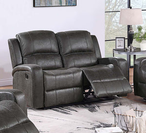 English Elm Recliner Loveseat with Manual Side Handle, Horizontal & Vertical Tufting, Plush Square Arms for Luxury Relaxation Smoke 57 L x 30 W x 26 H B089P240526