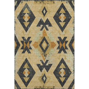 HomeRoots 5' X 8' Gold And Charcoal Southwestern Area Rug - Washable, Stain-Resistant, UV-Protected Charm! 706747