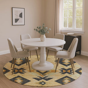 HomeRoots 8' X 10' Southwestern Gold and Charcoal Washable Area Rug - Durable, Stain-Resistant & UV Protected 706749