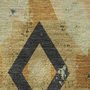 HomeRoots 8' X 10' Southwestern Gold and Charcoal Washable Area Rug - Durable, Stain-Resistant & UV Protected 706749