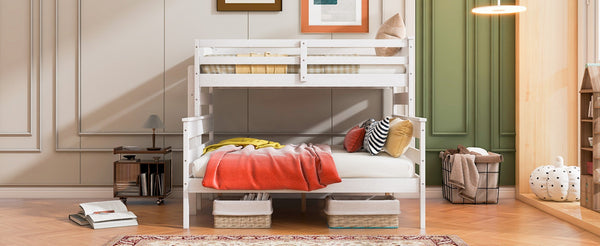 English Elm Wood Twin Xl Over Queen Bunk Bed With Ladder - Stylish Space-Saving Design For Kids & Guests! GX000446AAK-1-GIGA