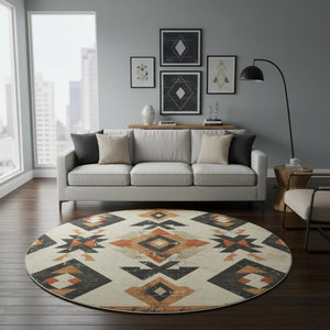 HomeRoots 8' X 10' Southwestern Washable Area Rug - Durable, UV Protected, Stain Resistant with Rustic Charm 706755