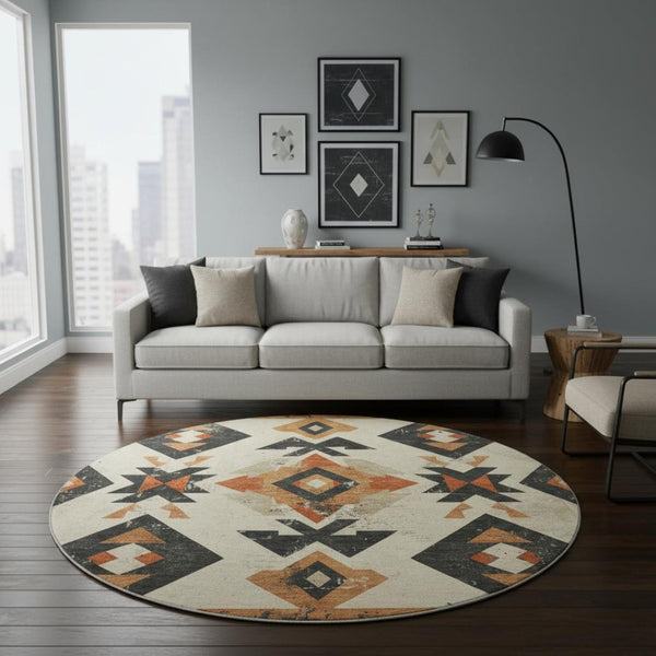 HomeRoots 8' X 10' Southwestern Washable Area Rug - Durable, UV Protected, Stain Resistant with Rustic Charm 706755