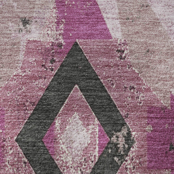 HomeRoots 8' X 10' Pink and Charcoal Southwestern Area Rug - Washable, Stain-Resistant, UV-Protected Style 706761