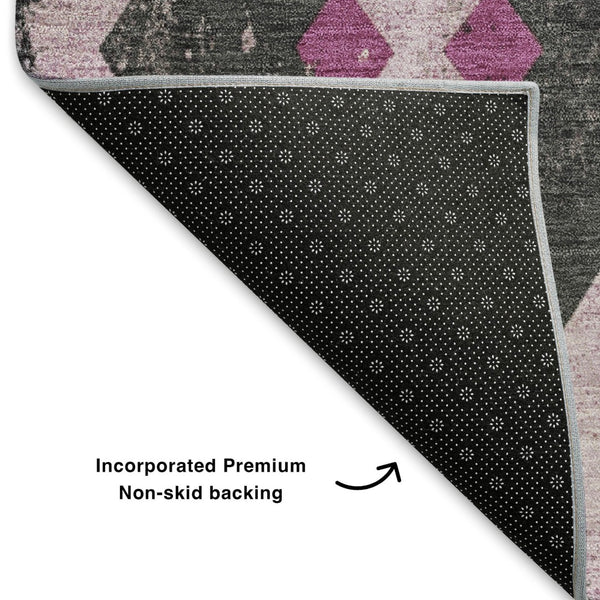 HomeRoots 10' X 14' Pink and Charcoal Southwestern Area Rug - Stylish, Washable, UV-Protected for Active Homes! 706763
