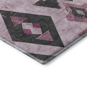 HomeRoots 10' X 14' Pink and Charcoal Southwestern Area Rug - Stylish, Washable, UV-Protected for Active Homes! 706763
