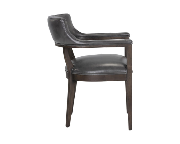 Sunpan Brylea Dining Armchair - Stylish Leather Accent Chair for Dining Room or Living Space Comfort Brown, Brentwood Charcoal Leather