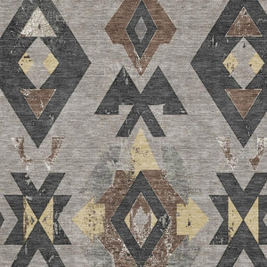 HomeRoots 5' X 8' Southwestern Area Rug in Taupe & Charcoal - Washable, UV-Resistant, Pet-Friendly Design 706771