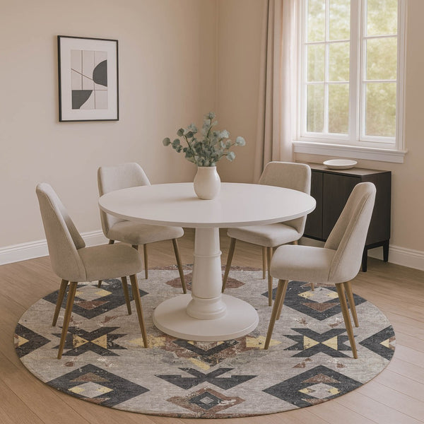 HomeRoots 8' X 10' Durable Southwestern Area Rug in Taupe & Charcoal - UV Protected, Stain-Resistant Design! 706773