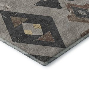 HomeRoots 8' X 10' Durable Southwestern Area Rug in Taupe & Charcoal - UV Protected, Stain-Resistant Design! 706773