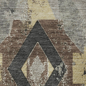 HomeRoots 8' X 10' Durable Southwestern Area Rug in Taupe & Charcoal - UV Protected, Stain-Resistant Design! 706773