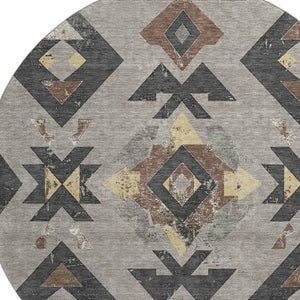 HomeRoots 8' X 10' Durable Southwestern Area Rug in Taupe & Charcoal - UV Protected, Stain-Resistant Design! 706773