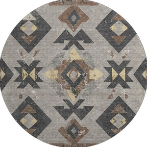 HomeRoots 8' X 10' Durable Southwestern Area Rug in Taupe & Charcoal - UV Protected, Stain-Resistant Design! 706773