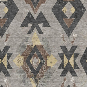 HomeRoots 10' X 14' Taupe & Charcoal Southwestern Area Rug - Washable, UV-Protected, Durable & Stylish Design 706775