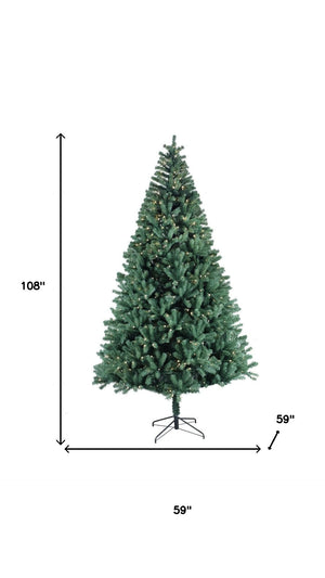 HomeRoots 7' Full Spruce Christmas Tree - Realistic, Lush Design with Pre-Lit LED Lights for Holiday Cheer 84 706782