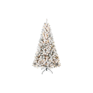 HomeRoots 6' Pre-Lit Flocked Spruce Christmas Tree - Elegant Winter Décor with Warm LED Glow for Any Space 72 706789