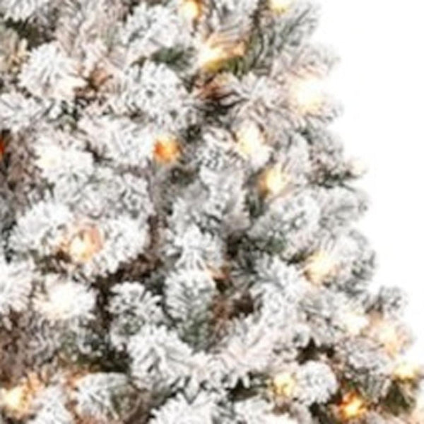 HomeRoots 6' Pre-Lit Flocked Spruce Christmas Tree - Elegant Winter Décor with Warm LED Glow for Any Space 72 706789