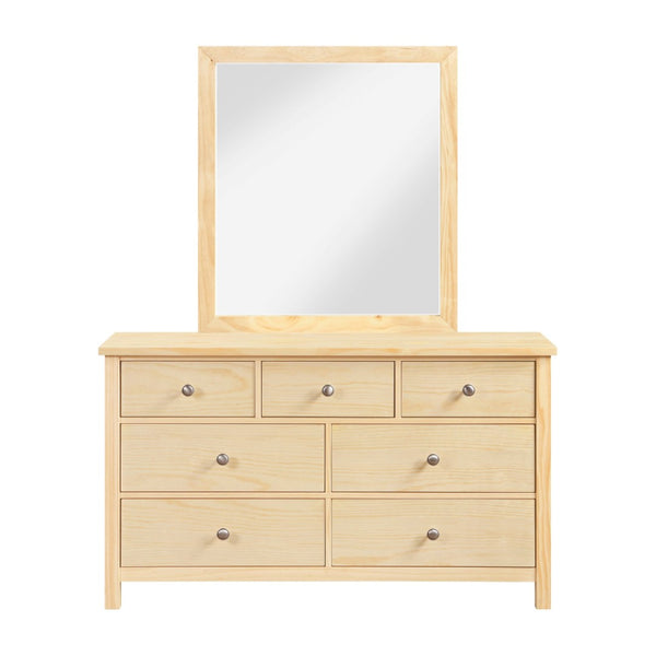 English Elm Transitional 7-drawer Pine Dresser with Mirror Dovetail Wood Grain Bedroom Set B011S02461