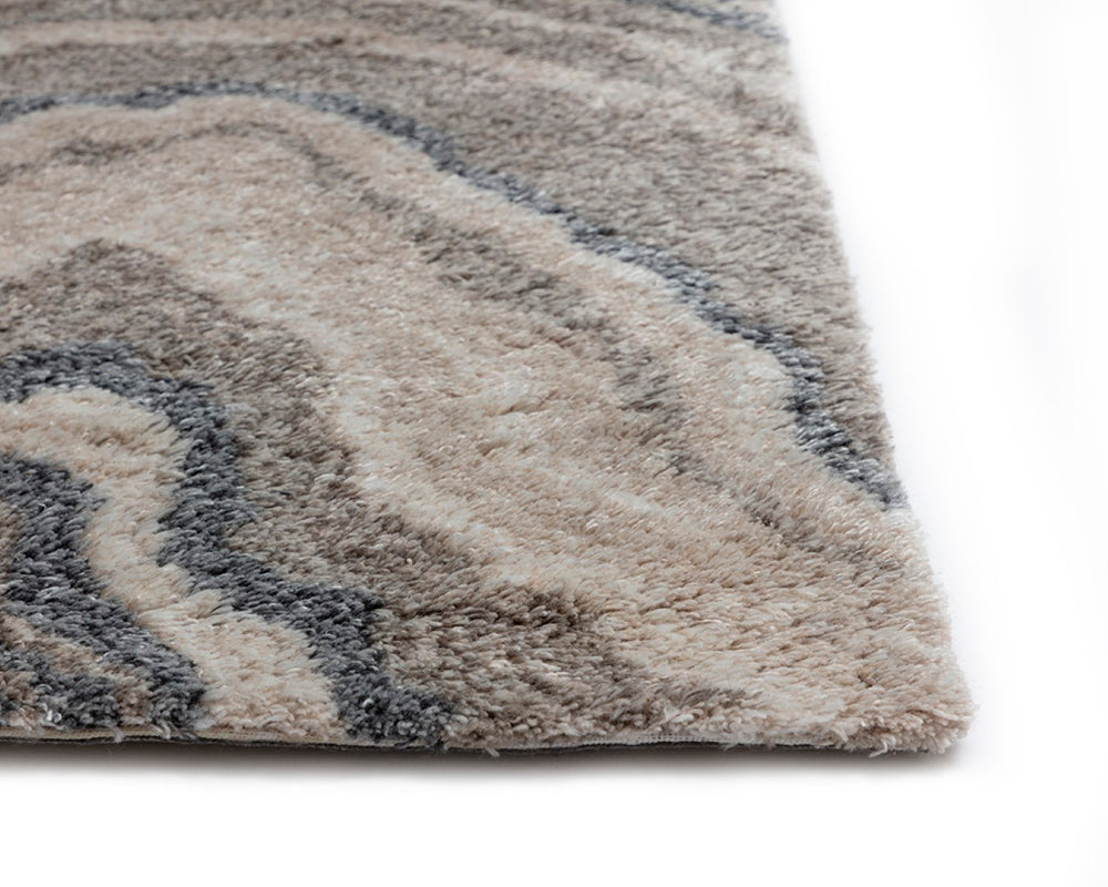 Sunpan LORETTO Hand-Tufted Hexagon Rug - Natural Viscose - Stylish 9' x 12' Area Rug for Modern Spaces 108734