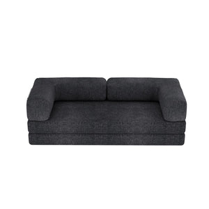HomeRoots 82" Blue Chenille Convertible Futon Sofa - Modern Multi-Functional Sleeper for Any Living Space 706808