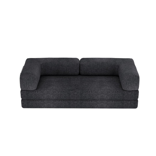 HomeRoots 82" Blue Chenille Convertible Futon Sofa - Modern Multi-Functional Sleeper for Any Living Space 706808