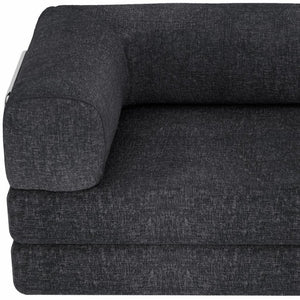 HomeRoots 82" Blue Chenille Convertible Futon Sofa - Modern Multi-Functional Sleeper for Any Living Space 706808