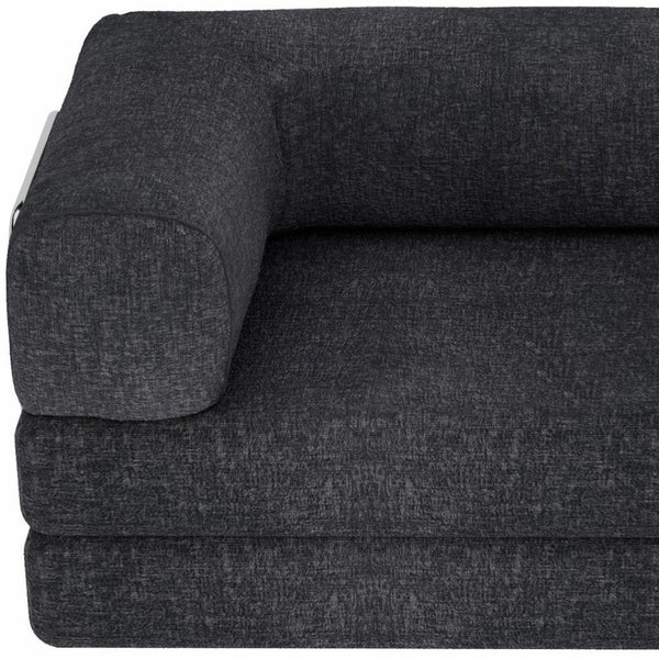 HomeRoots 82" Blue Chenille Convertible Futon Sofa - Modern Multi-Functional Sleeper for Any Living Space 706808