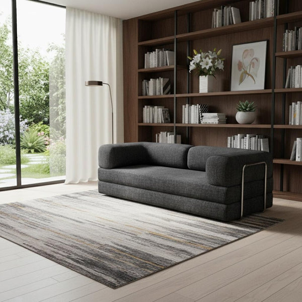 HomeRoots 82" Blue Chenille Convertible Futon Sofa - Modern Multi-Functional Sleeper for Any Living Space 706808