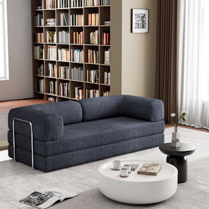 HomeRoots 82" Green Corduroy Convertible Futon Sofa - Modern Comfort & Versatile Sleeper for Any Space 706809