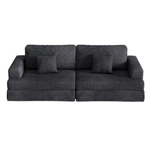 HomeRoots 94" White Chenille Modular Sleeper Sofa - Stylish Stainless Steel Frame with Toss Pillows & Comfort 706811