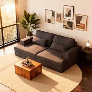 HomeRoots 94" White Chenille Modular Sleeper Sofa - Stylish Stainless Steel Frame with Toss Pillows & Comfort 706811