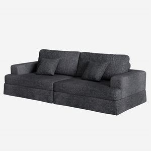 HomeRoots 94" White Chenille Modular Sleeper Sofa - Stylish Stainless Steel Frame with Toss Pillows & Comfort 706811