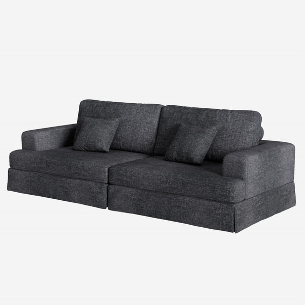 HomeRoots 94" White Chenille Modular Sleeper Sofa - Stylish Stainless Steel Frame with Toss Pillows & Comfort 706811