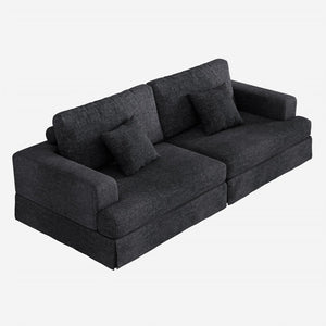 HomeRoots 94" White Chenille Modular Sleeper Sofa - Stylish Stainless Steel Frame with Toss Pillows & Comfort 706811