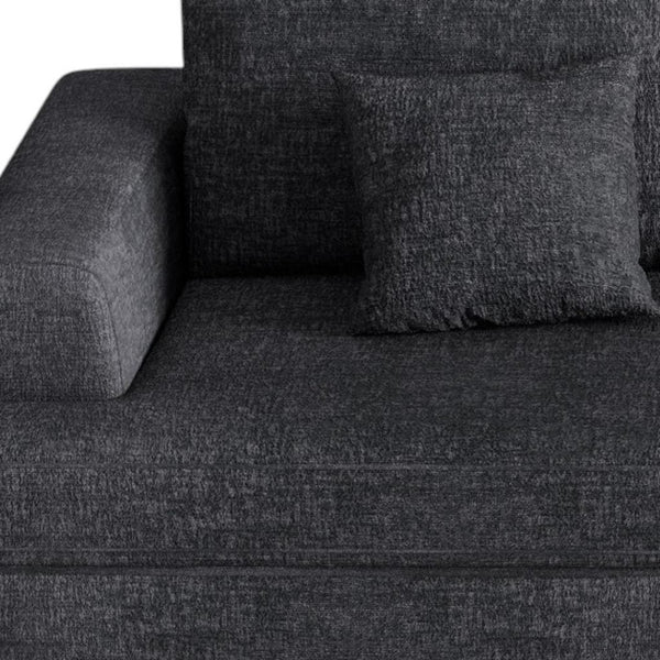 HomeRoots 94" White Chenille Modular Sleeper Sofa - Stylish Stainless Steel Frame with Toss Pillows & Comfort 706811