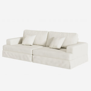 HomeRoots 93" Green Corduroy Modular Sleeper Sofa with Stainless Steel Accents & Cozy Toss Pillows for Comfort 706812