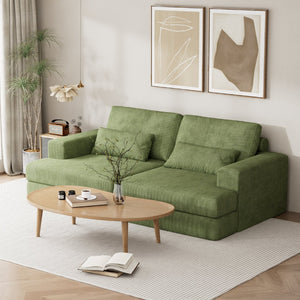 HomeRoots 93" Blue Chenille Modular Sleeper Sofa with Stainless Steel Frame & Stylish Toss Pillows for Comfort 706813